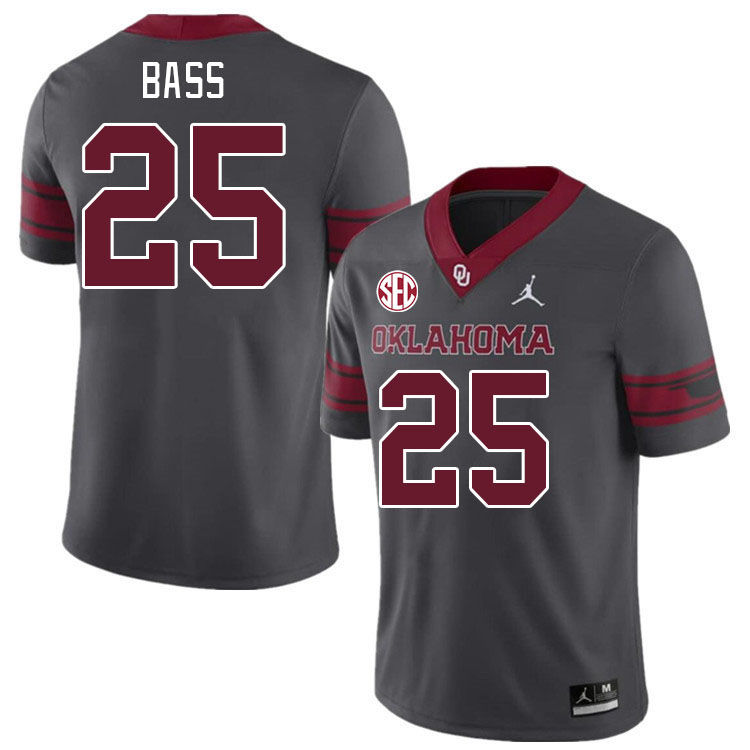 Men #25 Andy Bass Oklahoma Sooners 2024 SEC Conference College Football Jerseys-Charcoal